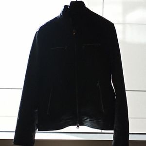 Textured stretch racer leather coat size 52